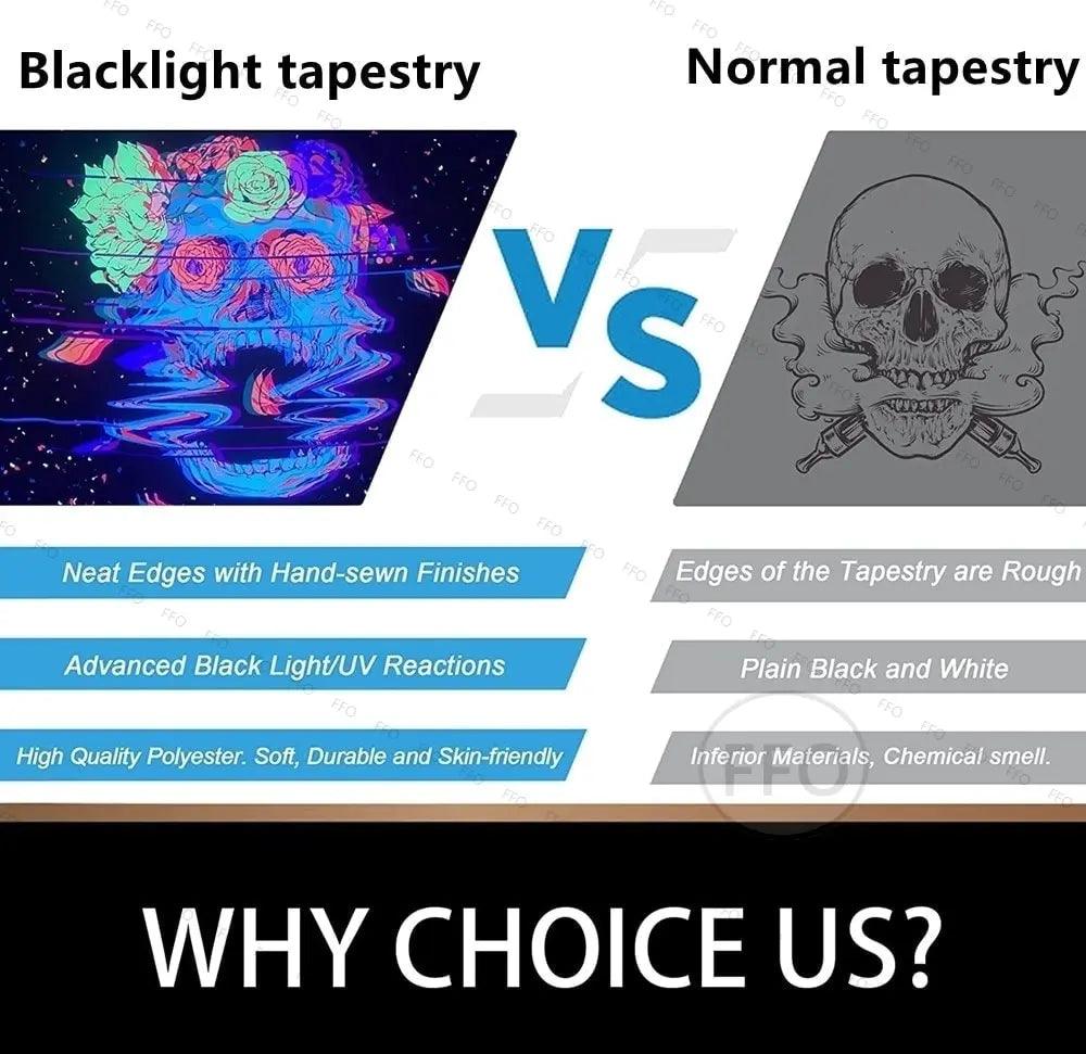 Tapisserie Blacklight - Décoration Lumineuse pour Soirées à Thème