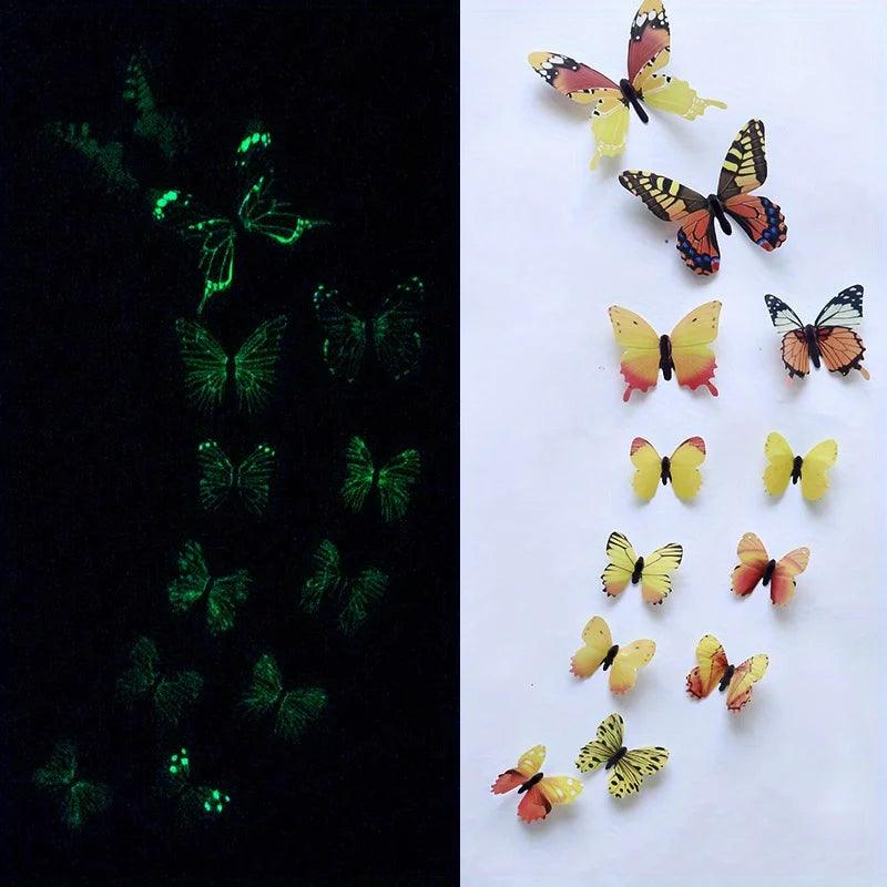 Papillons 3D en Papier Brillant pour Décoration Murale