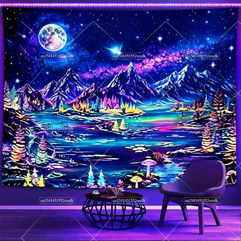 Tapisserie Noire Lumineuse Réactive aux UV pour Décoration Intérieure - Variante