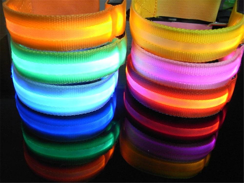 Bracelet de Course Lumineux LED à Charge USB avec Bande Réfléchissante