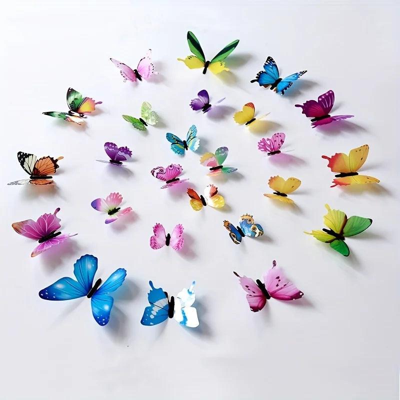 Papillons 3D en Papier Brillant pour Décoration Murale