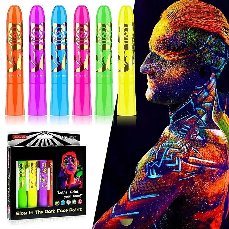 Crayons de Peinture pour le Visage UV Neon Glow Fluorescent - Pack de 12 - Variante