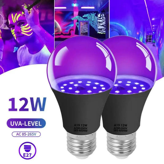 Ampoules LED Black Light A19 12W pour soirées à thème et décoration lumineuse