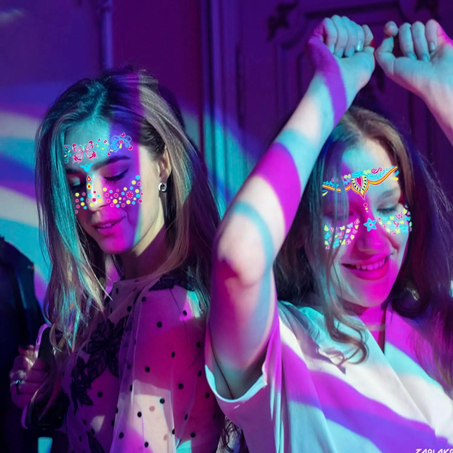 Tatouages Fluorescents pour le Visage - Accessoires Lumineux pour Soirée