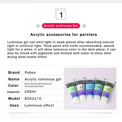 Peinture Acrylique Lumineuse Phosphorescente Pebeo pour DIY et Décoration