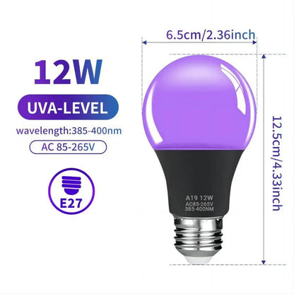 Ampoules LED Black Light A19 12W pour soirées à thème et décoration lumineuse - Variante