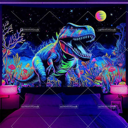 Tenture Murale Lumineuse Réactive à la Lumière Noire et UV en Polyester