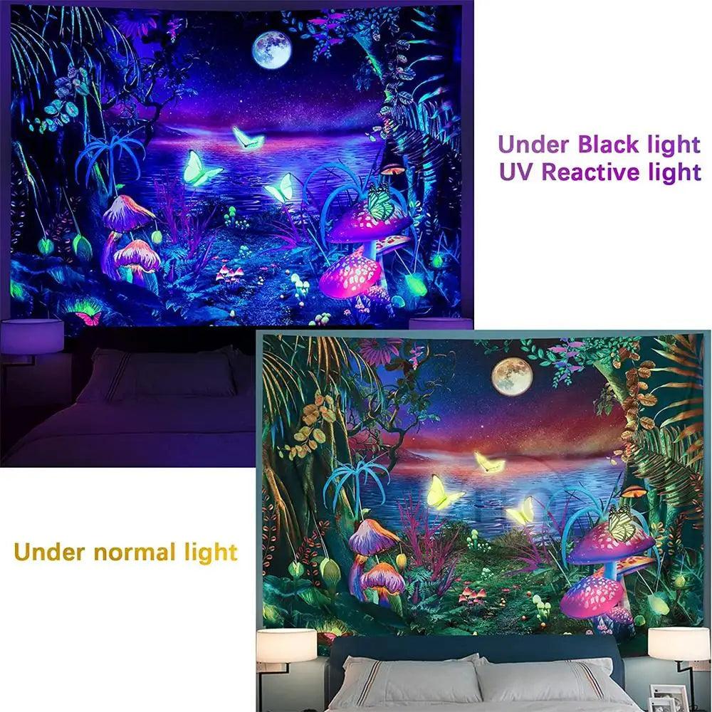 Tapisserie Blacklight - Décoration Lumineuse pour Soirées à Thème