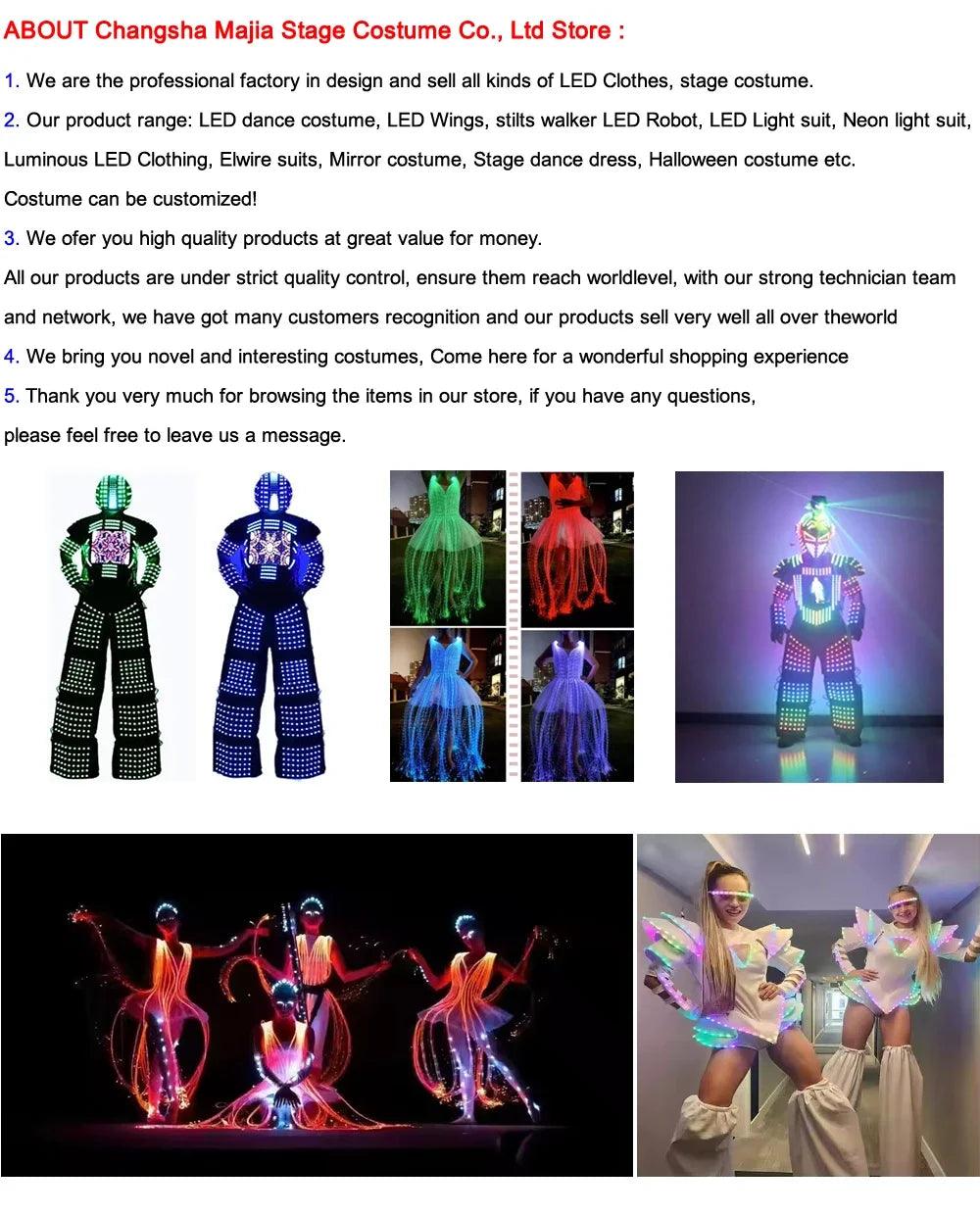 Costume de Danse Fluorescent avec Lumières LED et Fibres Optiques pour Hommes et Femmes