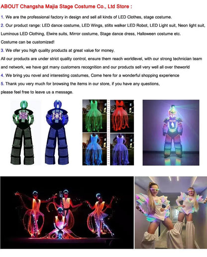 Costume de Danse Fluorescent avec Lumières LED et Fibres Optiques pour Hommes et Femmes