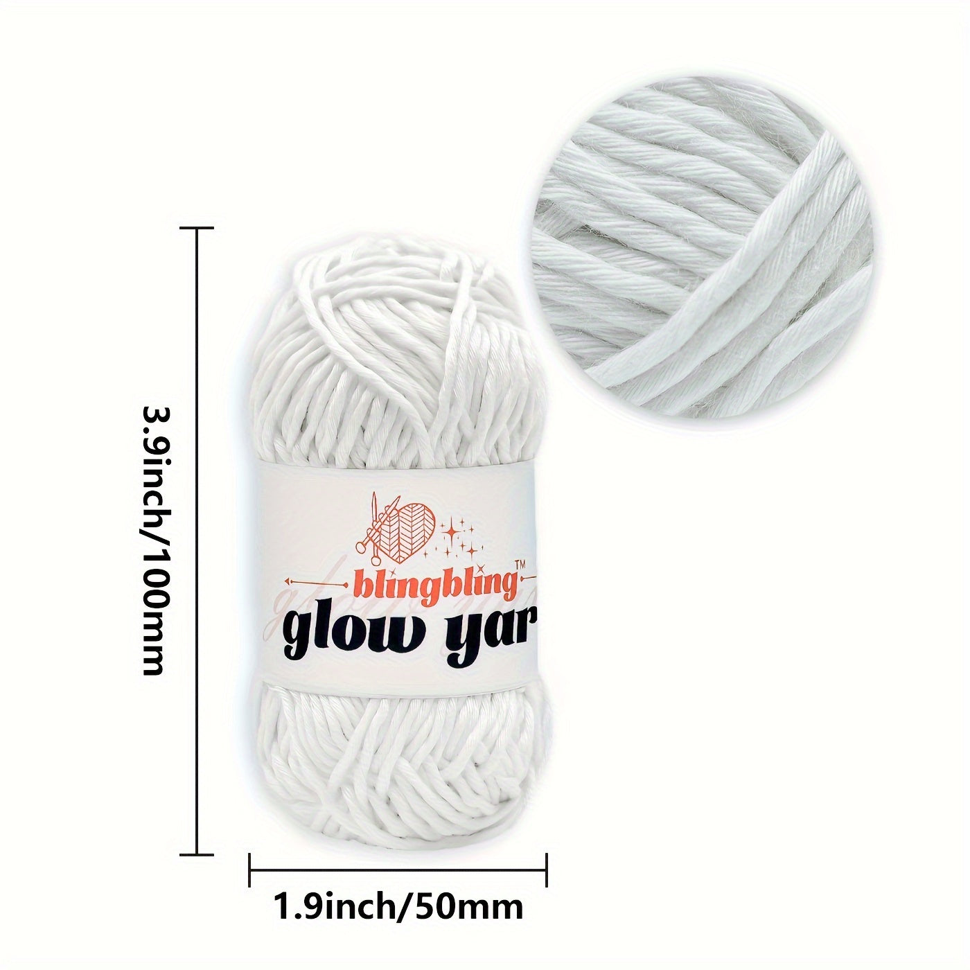 Glow-in-the-Dark Polyester Yarn - 50.29 meter, 1.76oz Skein for DIY Crafts, Knitting & Crochet Projects - Available in Ginger, Peach, Light Aqua, Grey, White, Fluorescent Yellow, Teal, Yellow