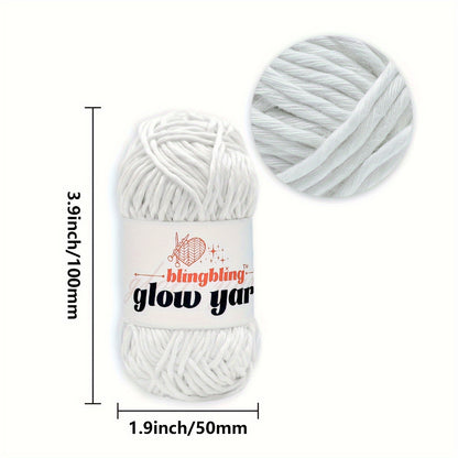 Glow-in-the-Dark Polyester Yarn - 50.29 meter, 1.76oz Skein for DIY Crafts, Knitting & Crochet Projects - Available in Ginger, Peach, Light Aqua, Grey, White, Fluorescent Yellow, Teal, Yellow