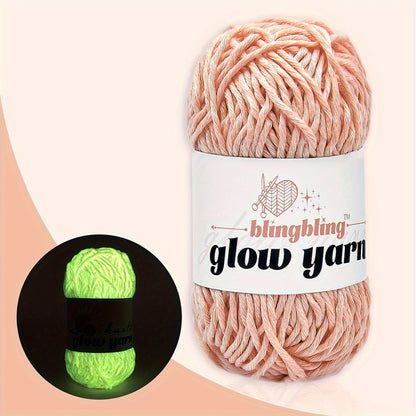 Glow-in-the-Dark Polyester Yarn - 50.29 meter, 1.76oz Skein for DIY Crafts, Knitting & Crochet Projects - Available in Ginger, Peach, Light Aqua, Grey, White, Fluorescent Yellow, Teal, Yellow - Variante