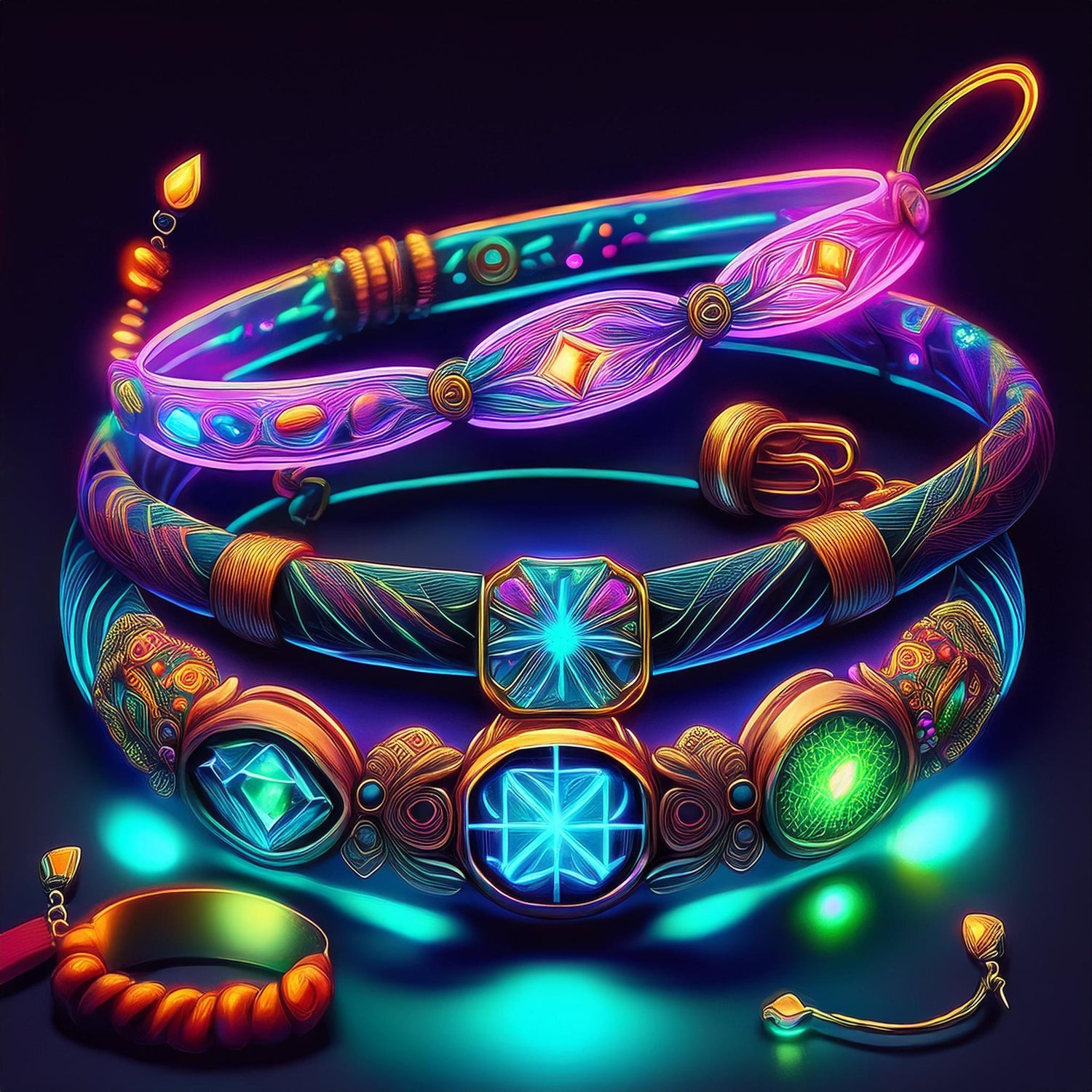 Bracelet LED lumineux pour soirées et festivals fluo